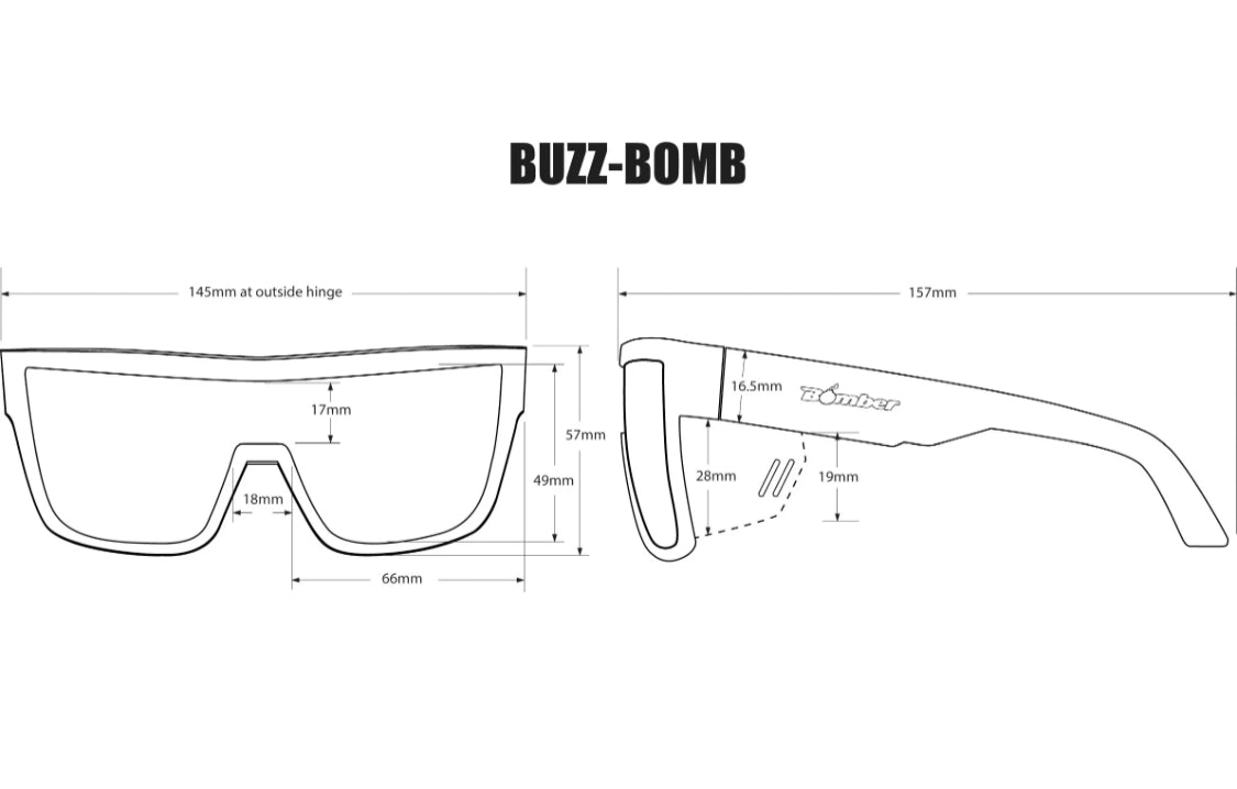 BUZZ BOMB 2 TN Smk frame-Green Mirror - Safety Lens - Bomber Eyewear Nz